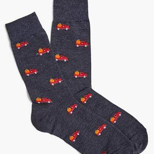JCrew Men's Trouser Socks- Fall Pumpkin Red Truck- NWT